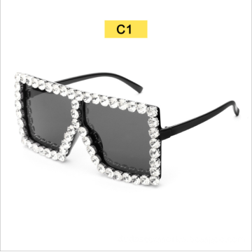 2022 Hot Sale Women Square Eyewear Rhinestone Luxury Diamond Sunglasses